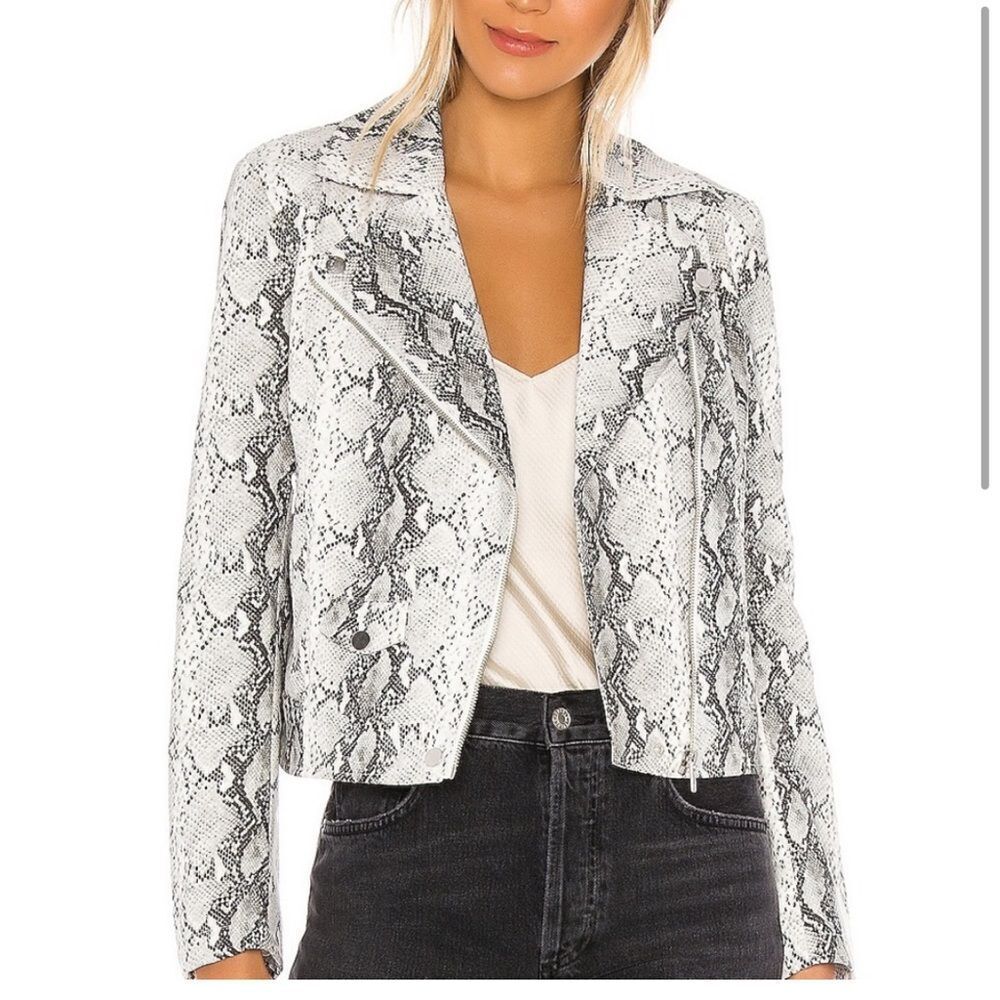 Cupcakes and Cashmere Beatrix Snake Print Moto Jacket